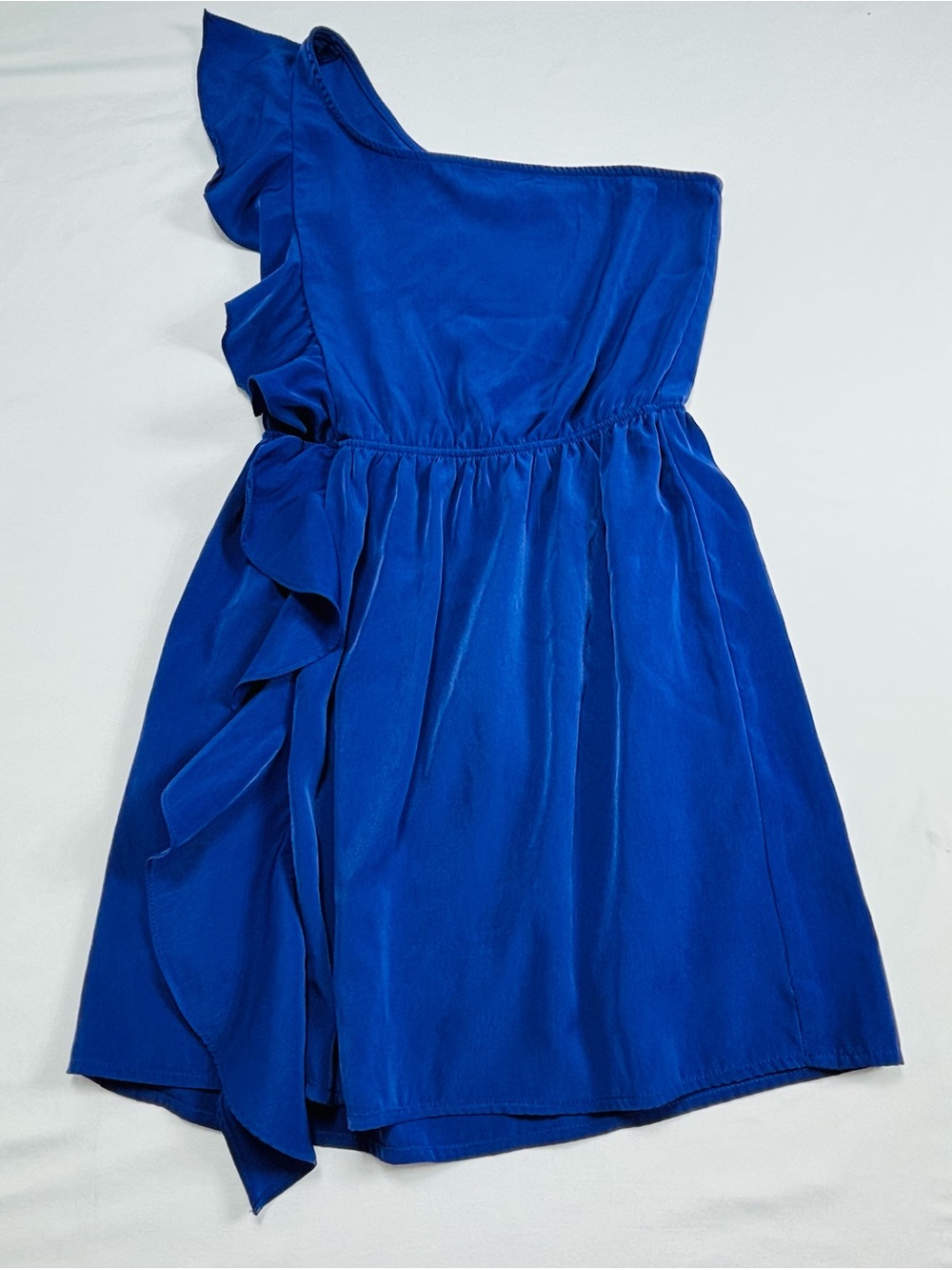 Girls One-Shoulder Ruffle Party Dress - Royal Blue W583